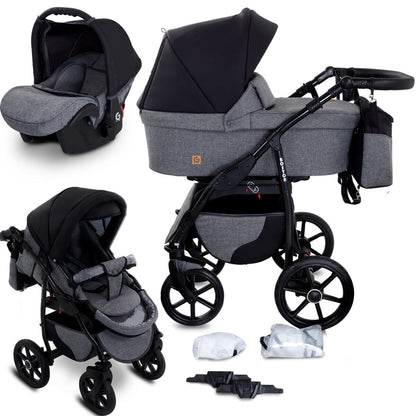 Gagadumi Boston 3-In-1 Pram Travel System - Lightweight Foldable Baby Pushchair