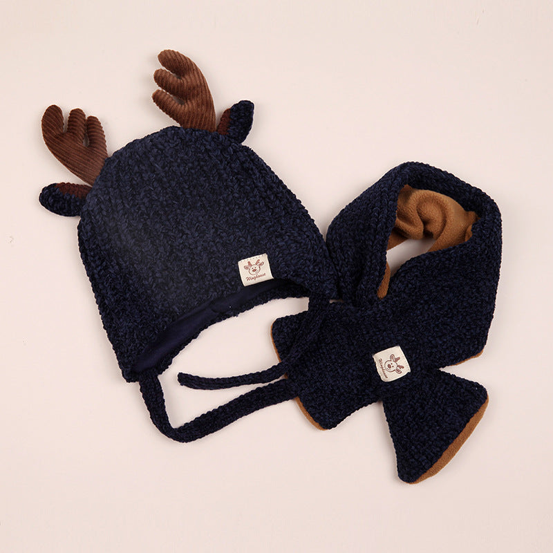 Infant plus cotton fawn hat and scarf set