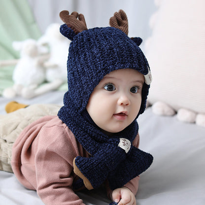 Infant plus cotton fawn hat and scarf set