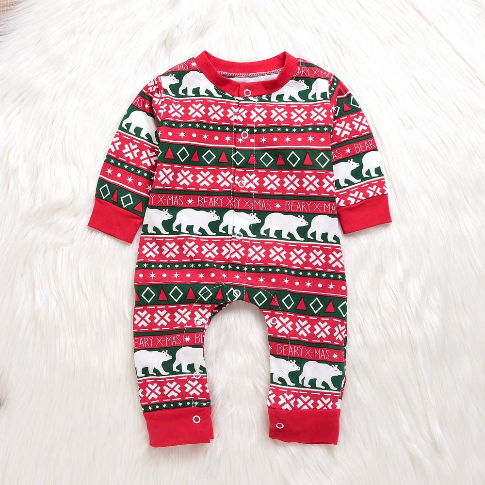 Infant Baby Boys Girls Christmas Santa XMAS Letter Plaid Romper Jumpsuit Outfits baby clothes winter clothes