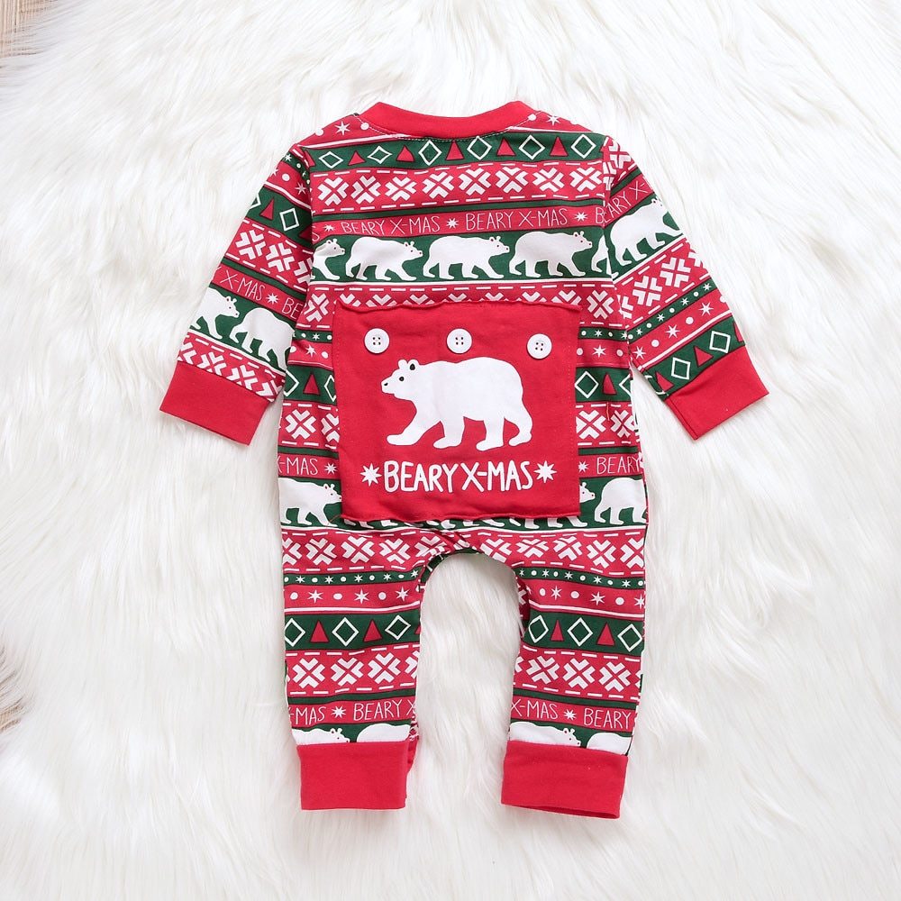 Infant Baby Boys Girls Christmas Santa XMAS Letter Plaid Romper Jumpsuit Outfits baby clothes winter clothes