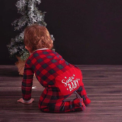 Infant Baby Boys Girls Christmas Santa XMAS Letter Plaid Romper Jumpsuit Outfits baby clothes winter clothes