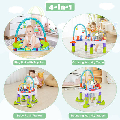 4-In-1 Baby Bouncer Activity Center with 3 Adjustable Heights