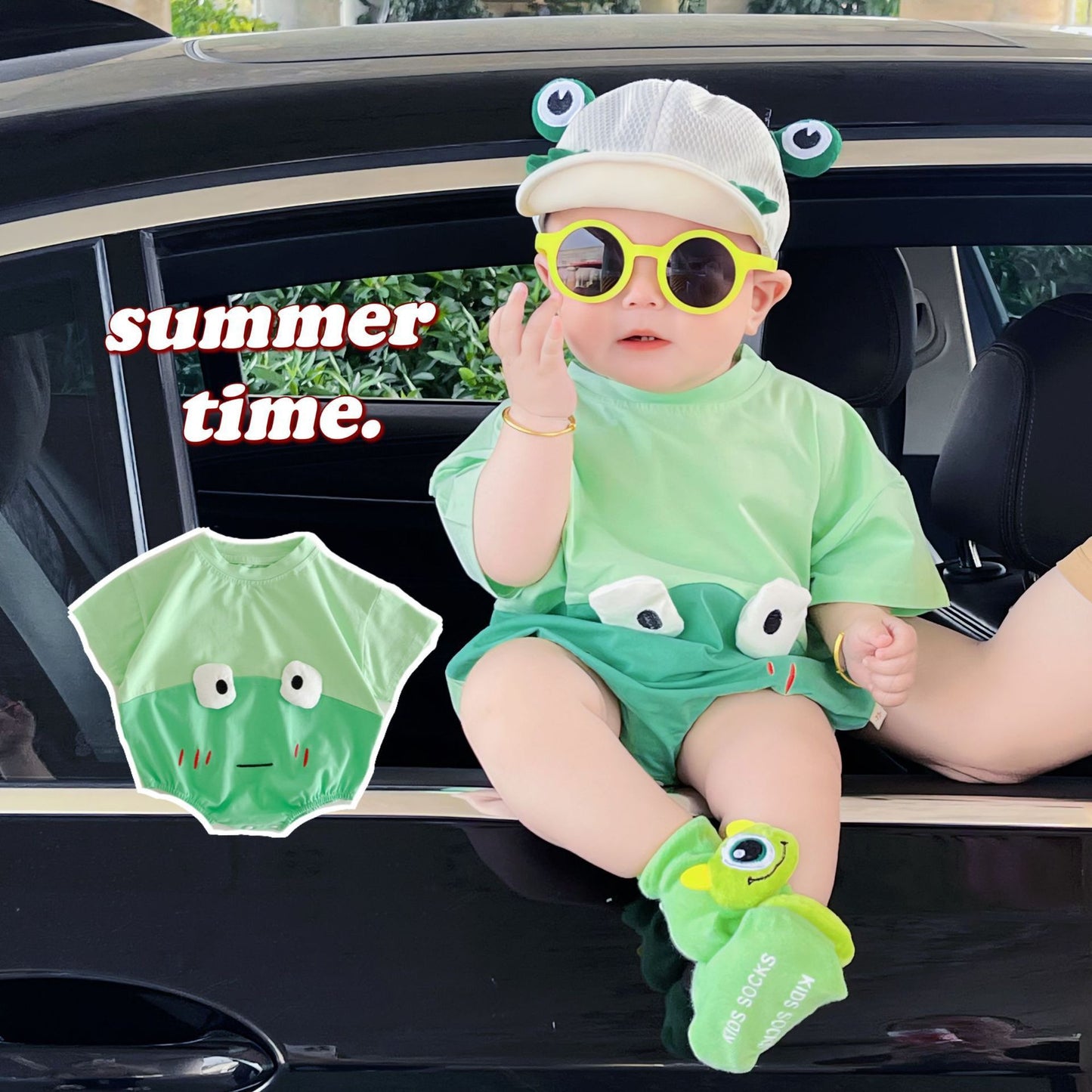 Baby Frog Triangle Rompers